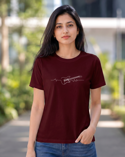 Guitar Heartbeat Women's Classic Crew T-Shirt