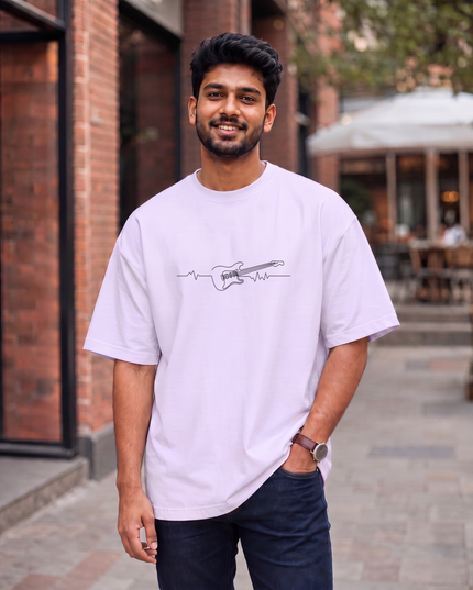 Guitar Heartbeat Stylish Men's Oversized Classic T-Shirt