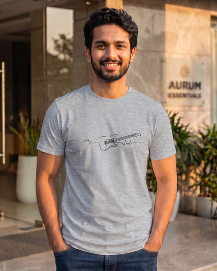 Guitar Heartbeat Stylish Men's Classic Crew T-Shirt