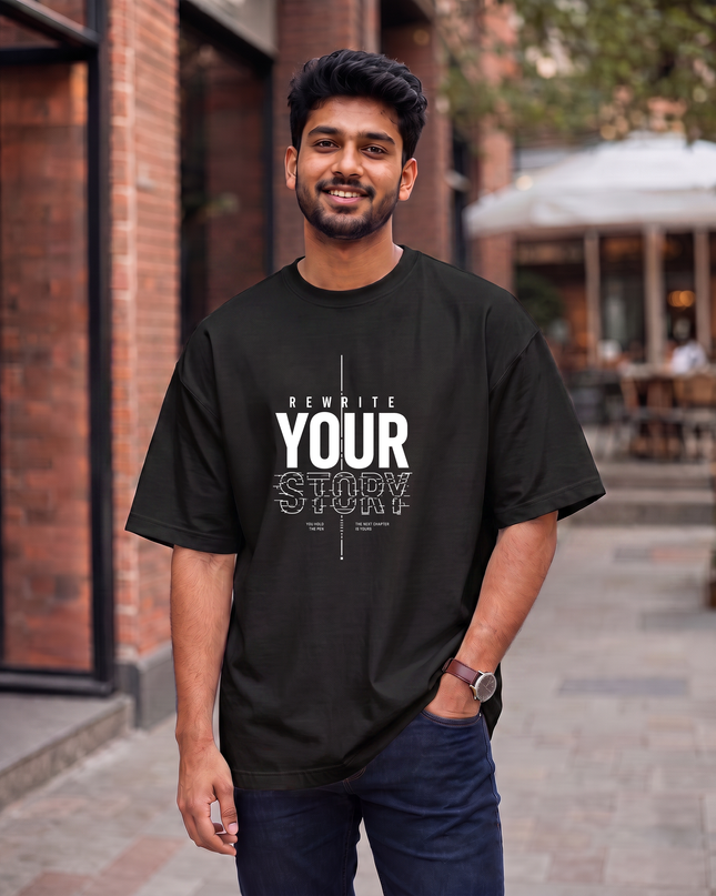 Rewrite Your Story Stylish Men's Oversized Classic T-Shirt
