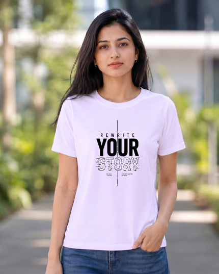 Rewrite Your Story Stylish Women's Classic Crew T-Shirt