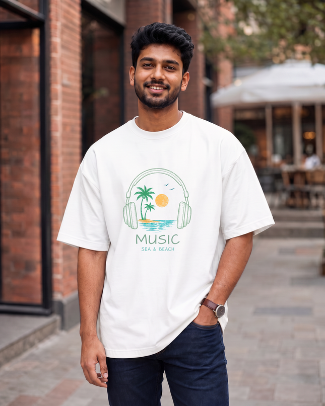Music Sea & Beach Men's Oversized Classic T-Shirt