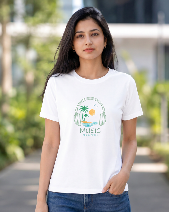 Music Sea & Beach Women's Classic Crew T-Shirt