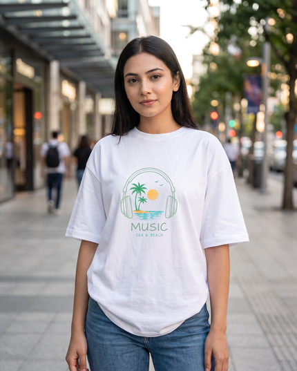 Music Sea & Beach Women's Oversized Classic T-Shirt