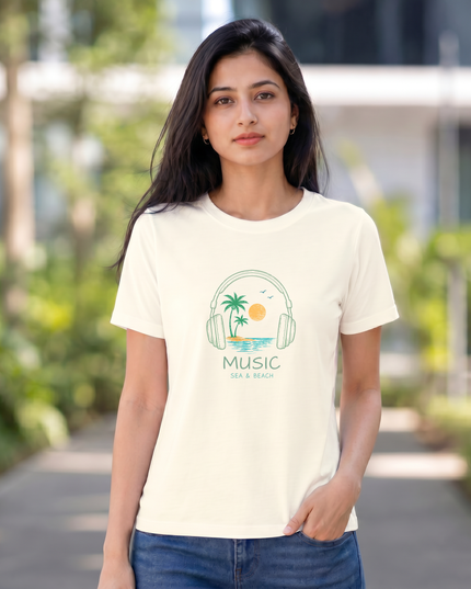 Music Sea & Beach Women's Classic Crew T-Shirt