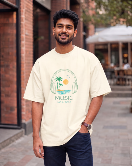 Music Sea & Beach Men's Oversized Classic T-Shirt
