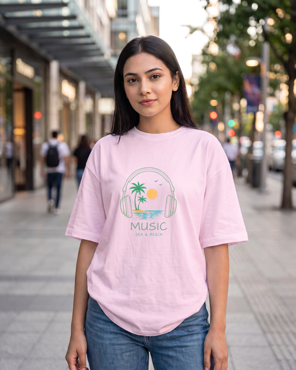 Music Sea & Beach Women's Oversized Classic T-Shirt