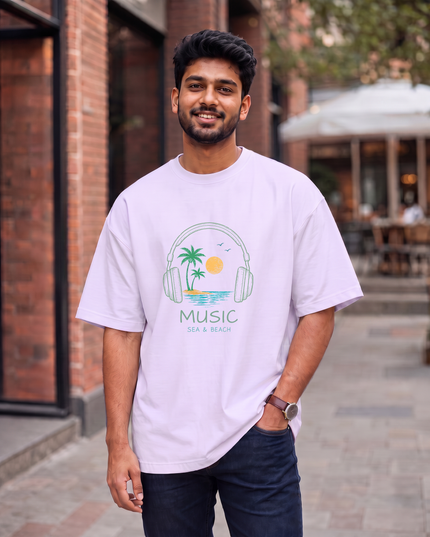 Music Sea & Beach Men's Oversized Classic T-Shirt