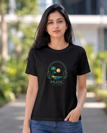 Music Sea & Beach Women's Classic Crew T-Shirt