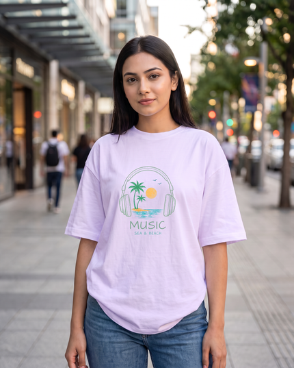 Music Sea & Beach Women's Oversized Classic T-Shirt