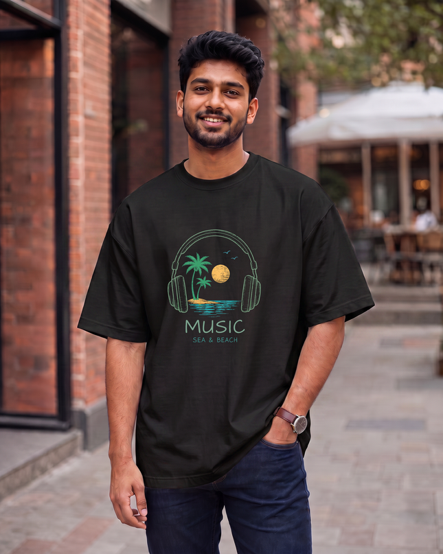 Music Sea & Beach Men's Oversized Classic T-Shirt
