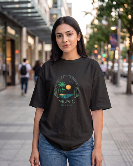 Music Sea & Beach Women's Oversized Classic T-Shirt