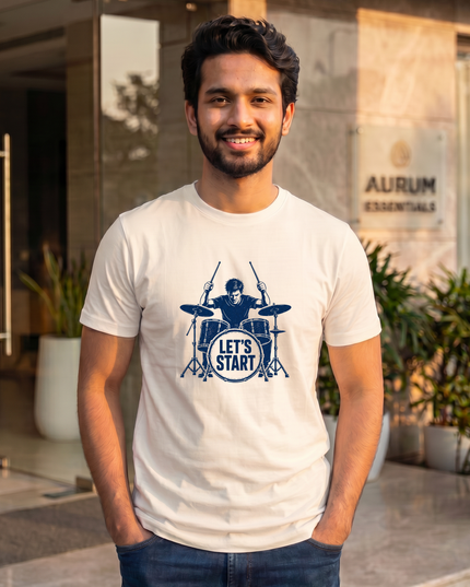 Let's Start Drummer Men's Classic Crew T-Shirt