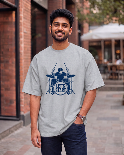 Let's Start Drummer Men's Oversized Classic T-Shirt