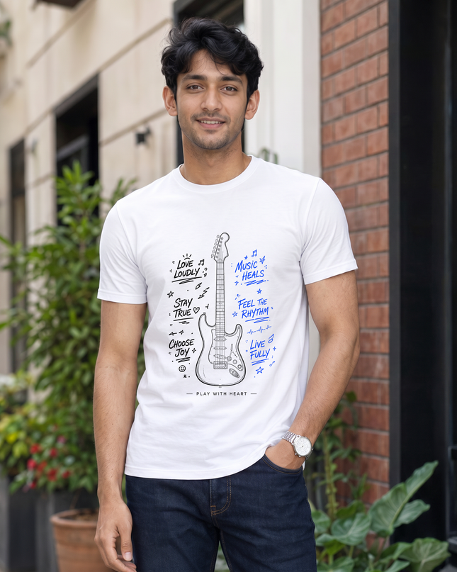 Music Heals Guitar Men's Classic Crew T-Shirt