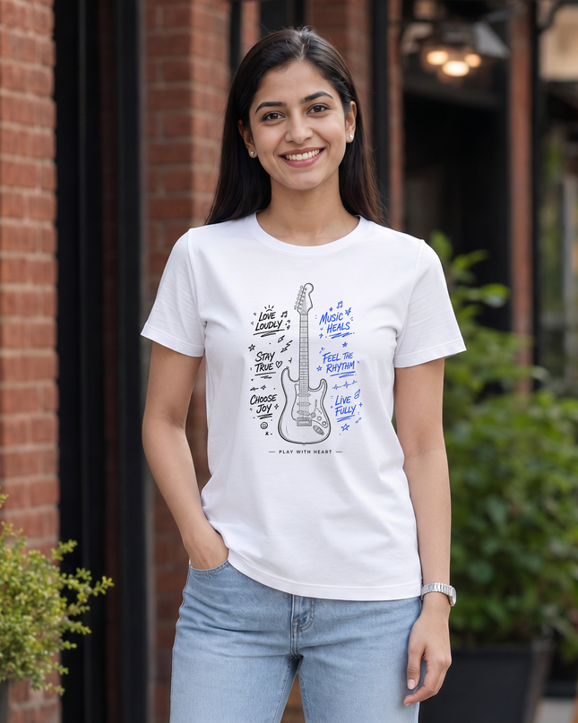 Music Heals Guitar Women's Classic Crew T-Shirt