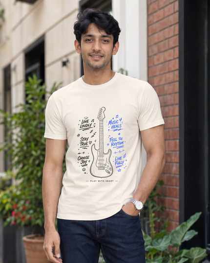 Music Heals Guitar Men's Classic Crew T-Shirt