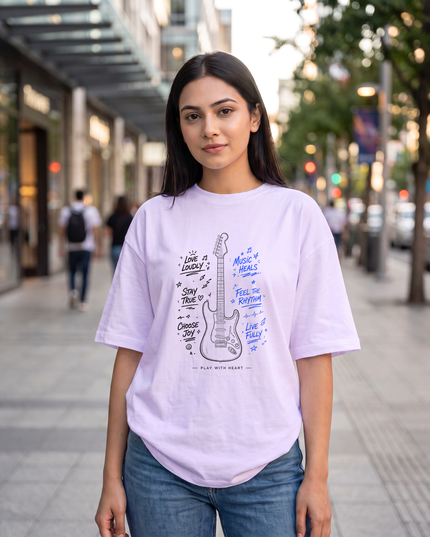 Music Heals Guitar Women's Oversized Classic T-Shirt
