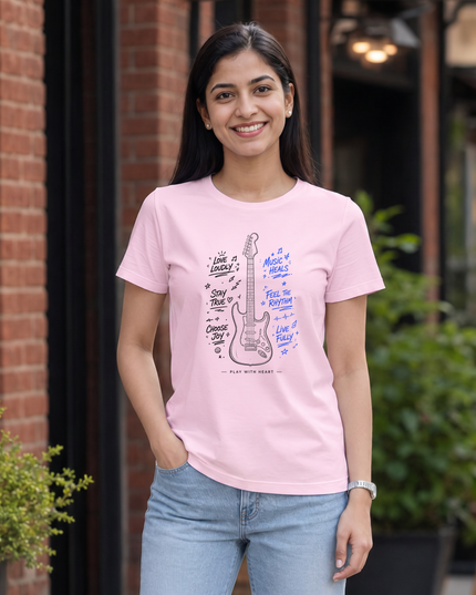 Music Heals Guitar Women's Classic Crew T-Shirt