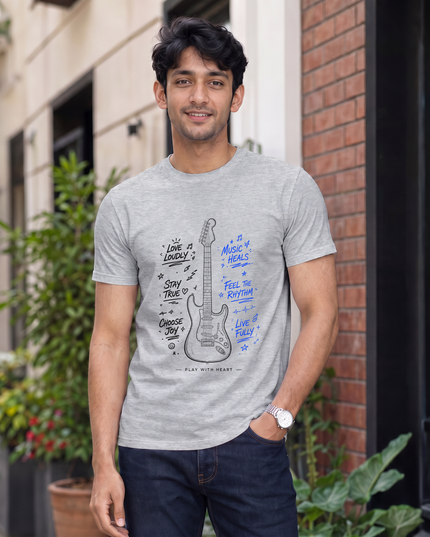 Music Heals Guitar Men's Classic Crew T-Shirt
