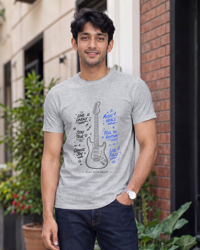 Music Heals Guitar Men's Classic Crew T-Shirt
