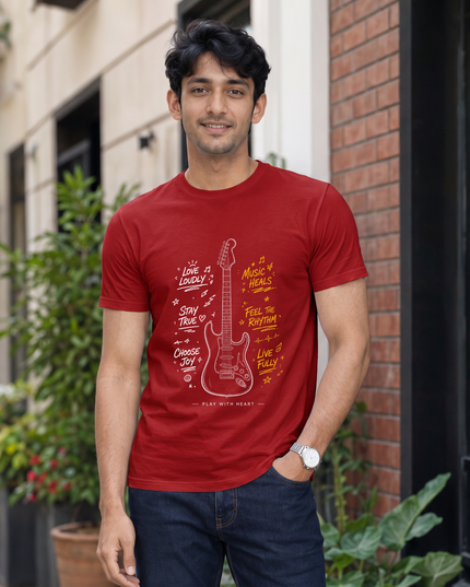 Music Heals Guitar Stylish Men's Classic Crew T-Shirt