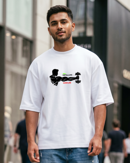 Installing Muscles Print Unisex Oversized Classic T-Shirt