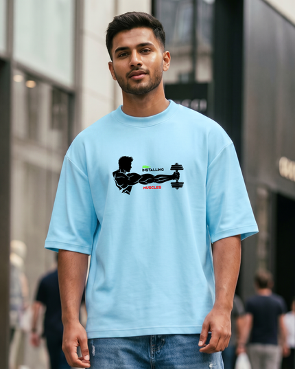 Installing Muscles Print Unisex Oversized Classic T-Shirt