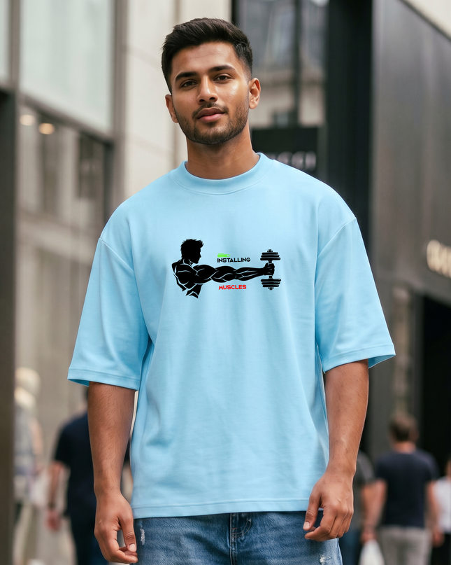 Installing Muscles Print Unisex Oversized Classic T-Shirt