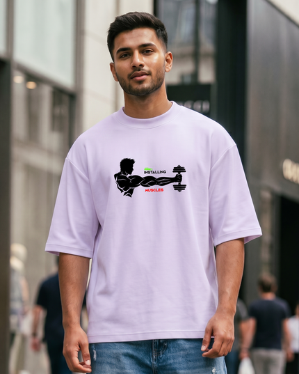Installing Muscles Print Unisex Oversized Classic T-Shirt