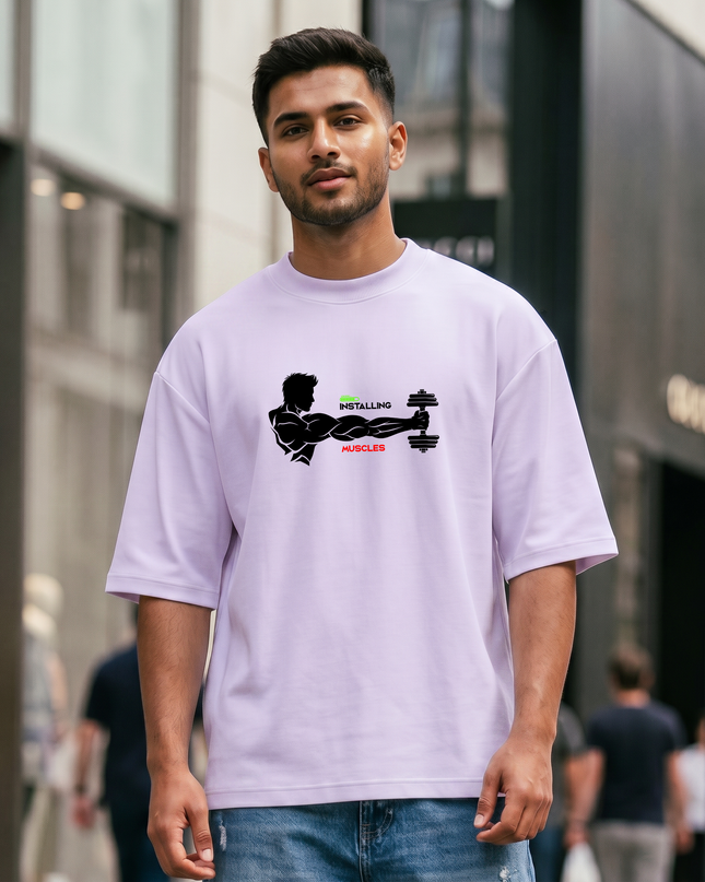 Installing Muscles Print Unisex Oversized Classic T-Shirt