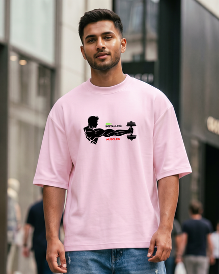 Installing Muscles Print Unisex Oversized Classic T-Shirt