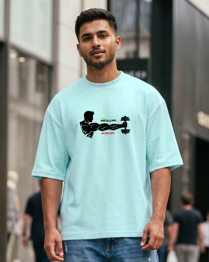 Installing Muscles Print Unisex Oversized Classic T-Shirt