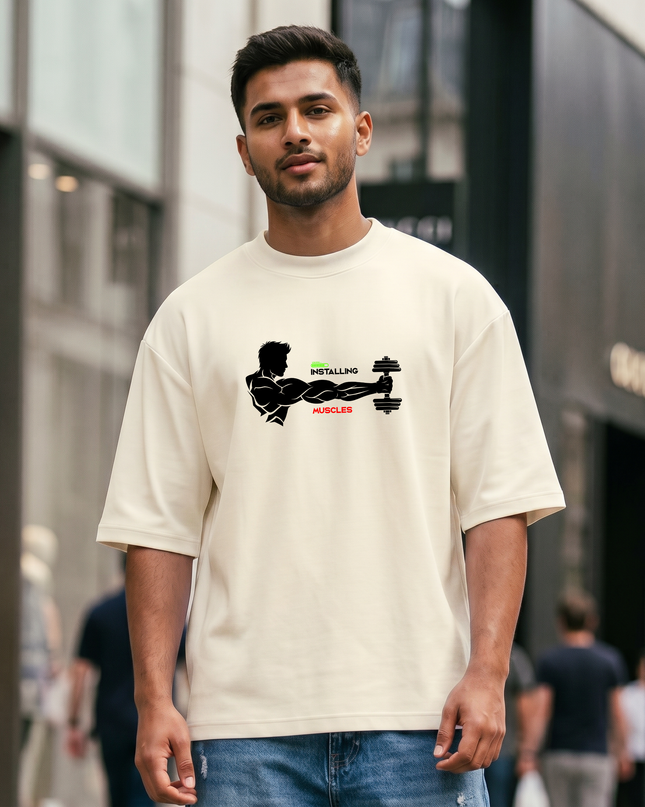 Installing Muscles Print Unisex Oversized Classic T-Shirt