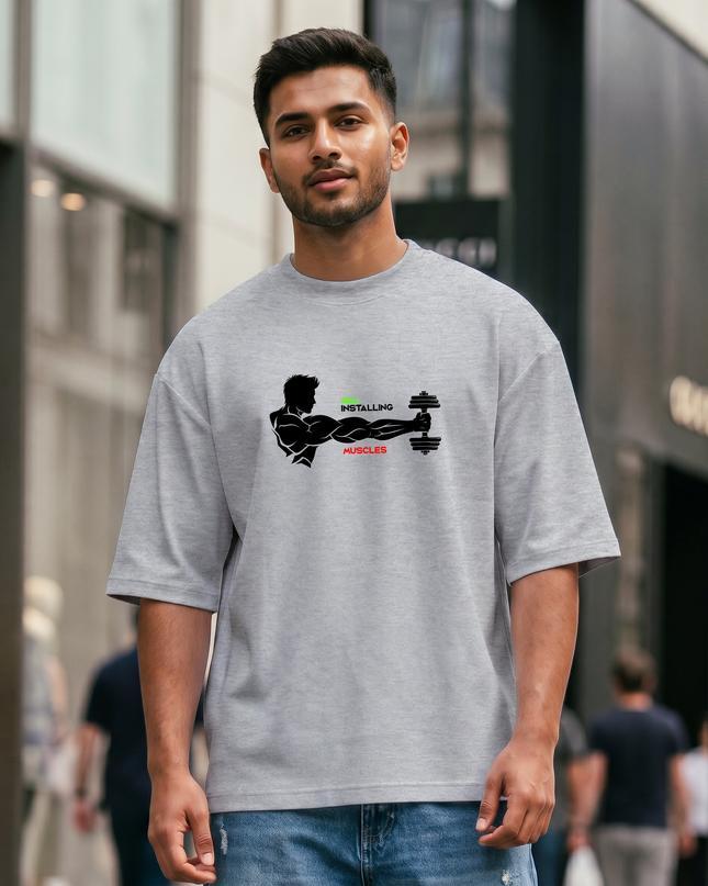 Installing Muscles Print Unisex Oversized Classic T-Shirt