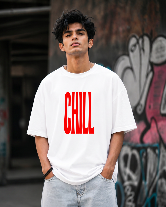 Chill Typography Print Unisex Oversized Classic T-Shirt
