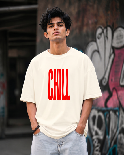 Chill Typography Print Unisex Oversized Classic T-Shirt