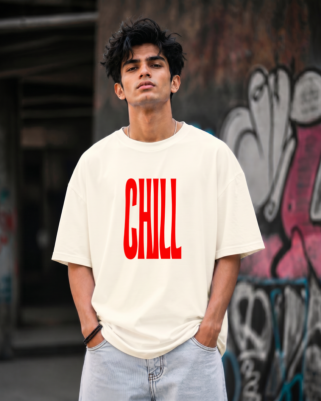 Chill Typography Print Unisex Oversized Classic T-Shirt