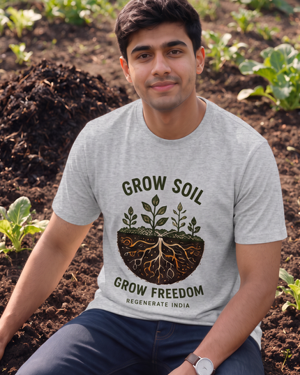 Grow Soil Grow Freedom Regenerate India Graphic Classic Crew T-Shirt