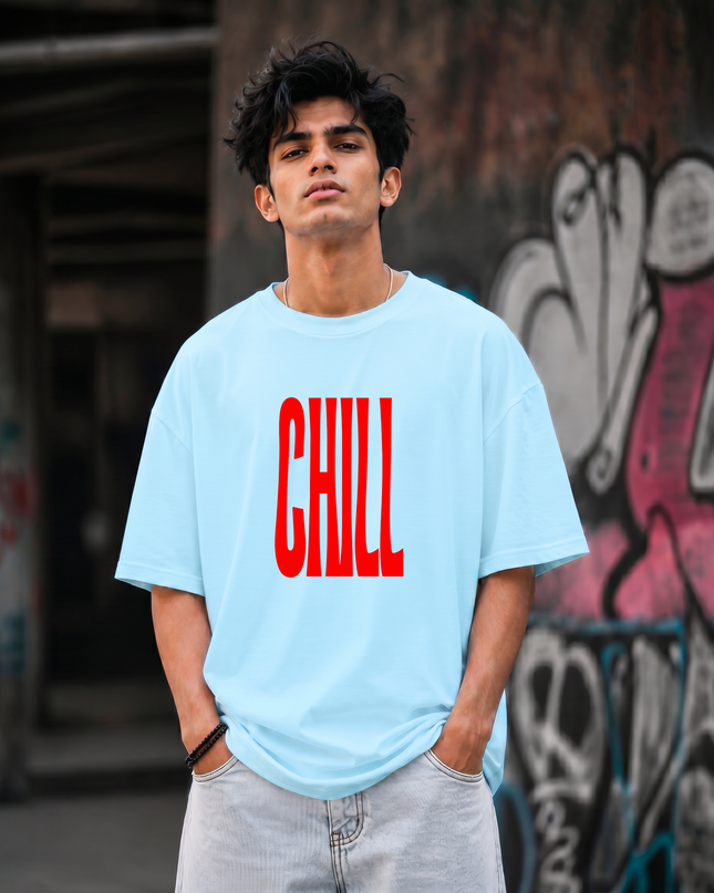 Chill Typography Print Unisex Oversized Classic T-Shirt