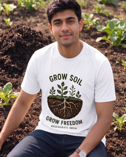 Grow Soil Grow Freedom Regenerate India Graphic Classic Crew T-Shirt