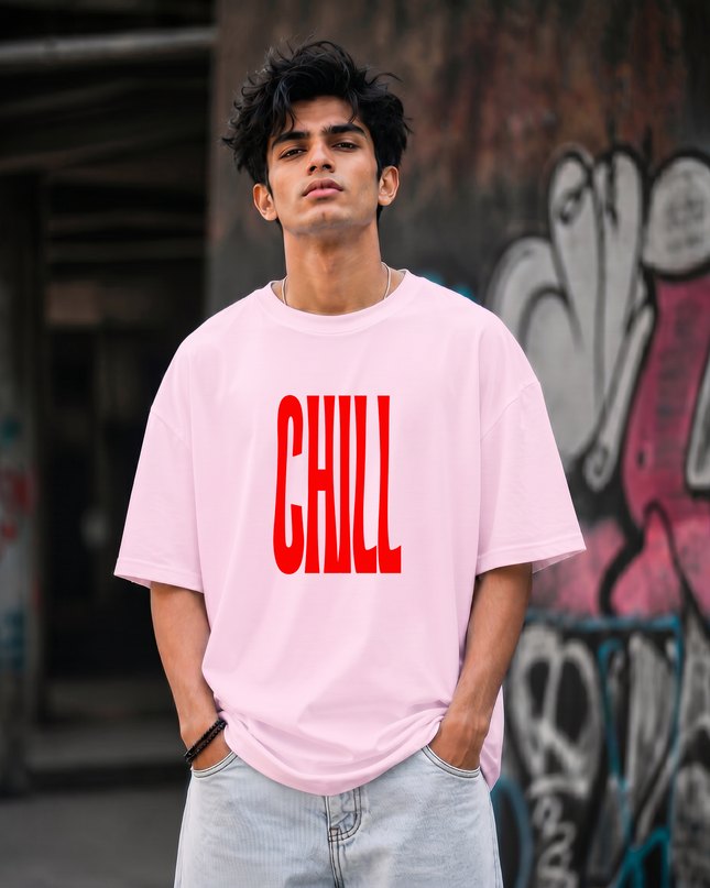 Chill Typography Print Unisex Oversized Classic T-Shirt