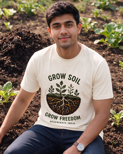 Grow Soil Grow Freedom Regenerate India Graphic Classic Crew T-Shirt