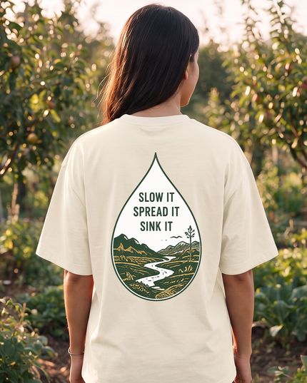 Water First Every Drop Counts Print Women's Oversized Classic T-Shirt