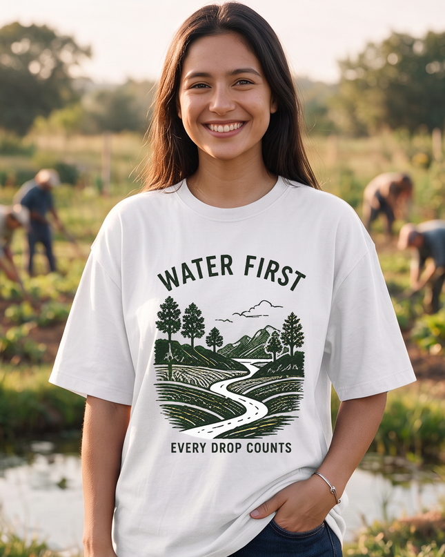 Water First Every Drop Counts Print Women's Oversized Classic T-Shirt
