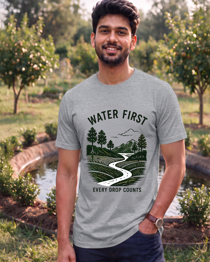 Water First Every Drop Counts Graphic Classic Crew T-Shirt