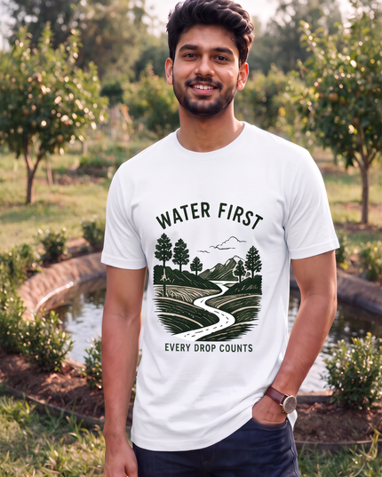 Water First Every Drop Counts Graphic Classic Crew T-Shirt