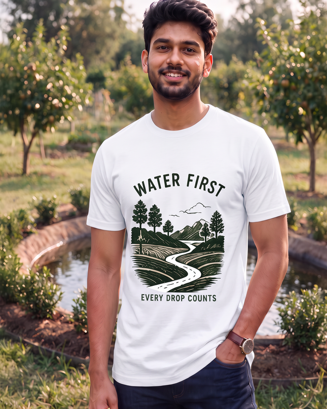 Water First Every Drop Counts Graphic Classic Crew T-Shirt