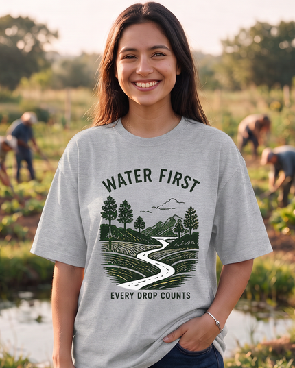 Water First Every Drop Counts Print Women's Oversized Classic T-Shirt