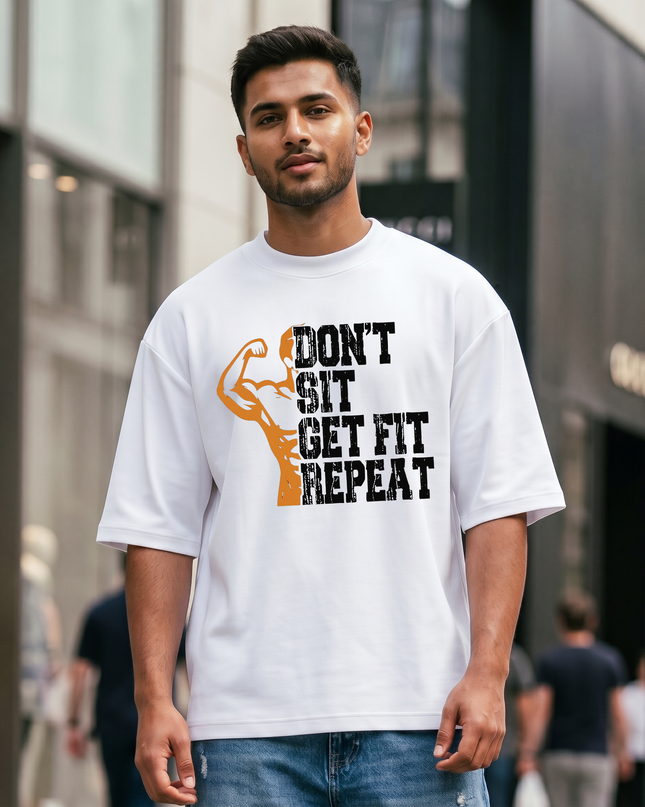Don't Sit Get Fit Repeat Unisex Oversized Classic T-Shirt